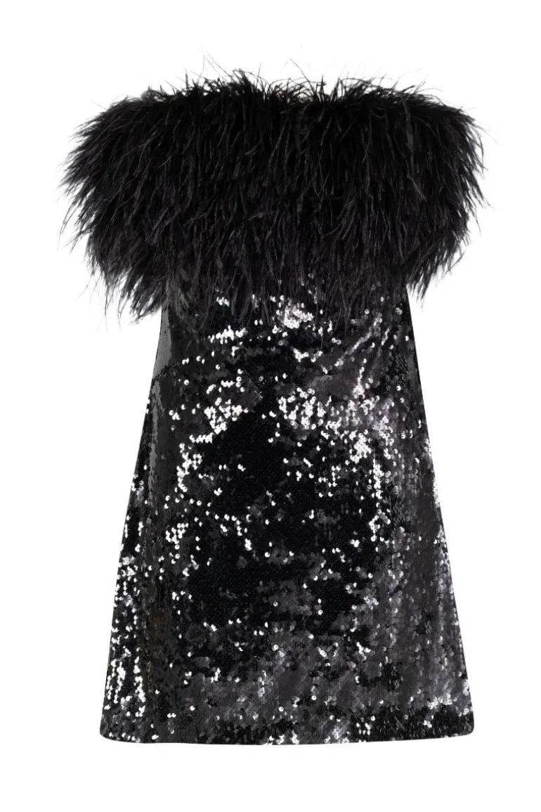 Dresses | Mini Dresses<CULT MIA SEQUINNED FEATHER MINI DRESS Black