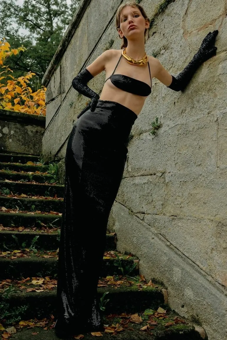 Outfit Sets<CULT MIA SEQUINS TOP AND SKIRT SET Black
