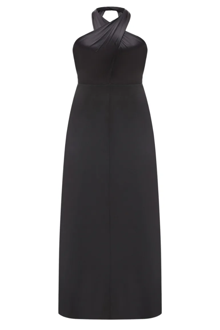 Dresses | Midi Dresses<CULT MIA SILK AND WOOL MIDI DRESS Black