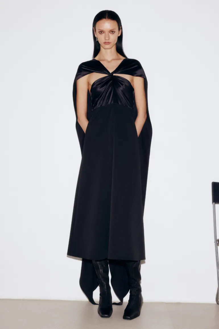 Dresses | Midi Dresses<CULT MIA SILK AND WOOL MIDI DRESS Black
