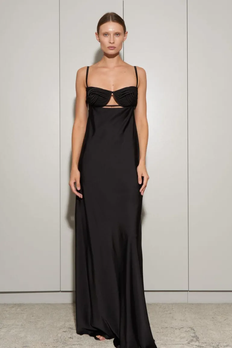 Dresses<CULT MIA SILK CORSET MAXI DRESS Black