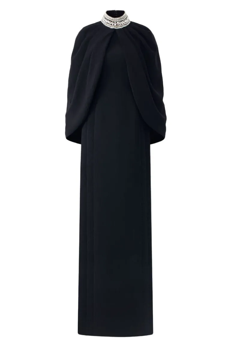 Dresses | Gowns<CULT MIA STONE COLLAR CAPE AND FULL DRESS Black