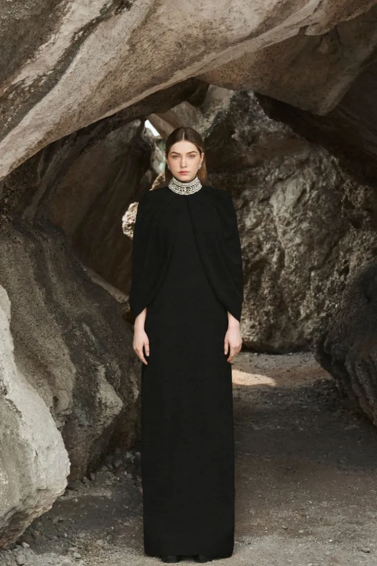 Dresses | Gowns<CULT MIA STONE COLLAR CAPE AND FULL DRESS Black