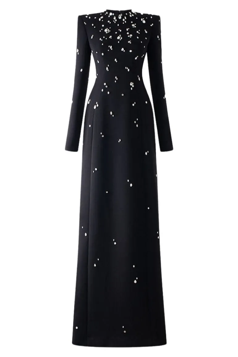 Dresses | Gowns<CULT MIA STONE-EMBELLISHED LONG SLEEVE GOWN Black