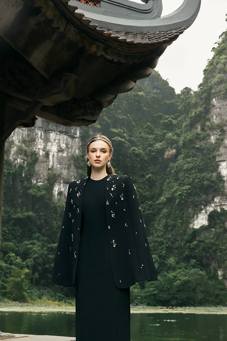 Dresses | Gowns<CULT MIA STRAIGHT ACROSS WITH CRYSTAL EMBELLISHMENTS GOWN Black