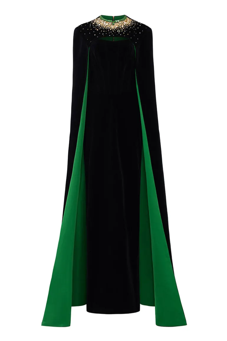Dresses | Gowns<CULT MIA STRAPLESS BUSTIER VELVET GOWN WITH LONG CAPE Black