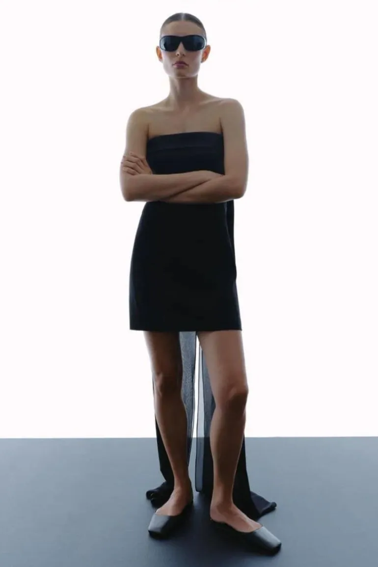 Dresses | Mini Dresses<CULT MIA STRAPLESS MINI DRESS WITH TRAIN Black