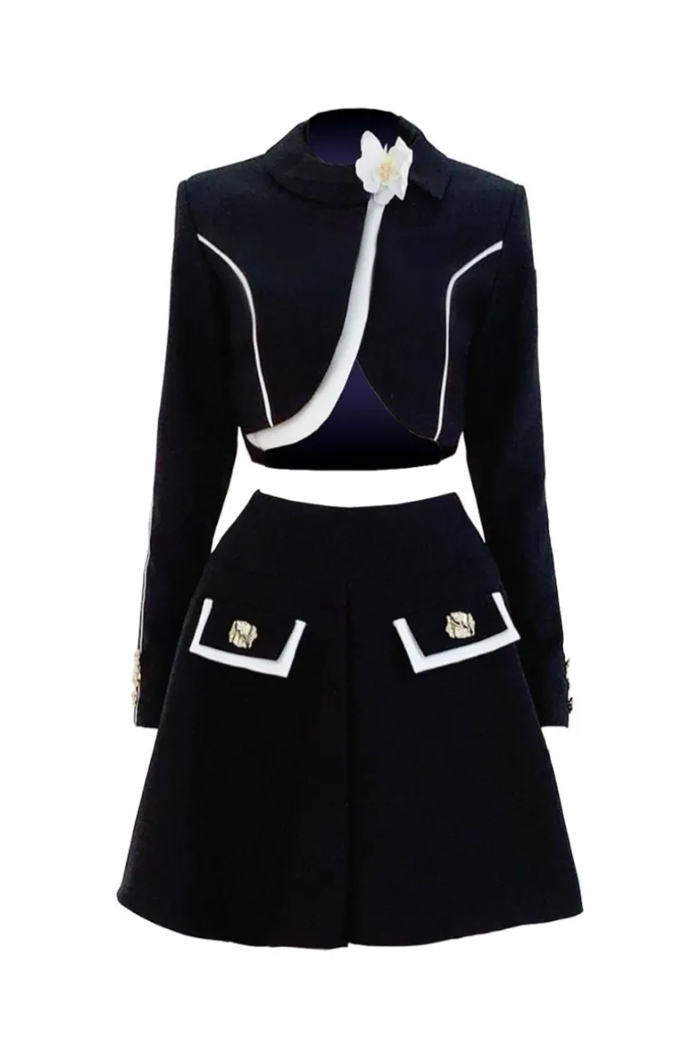 Outfit Sets<CULT MIA VEST-SHAPED CROP TOP AND A-LINE SKIRT SET Black