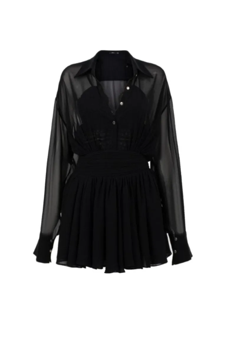 Dresses | Mini Dresses<CULT MIA BLAIR CHIFFON FLARED MINI DRESS MIX LACE BRA Black