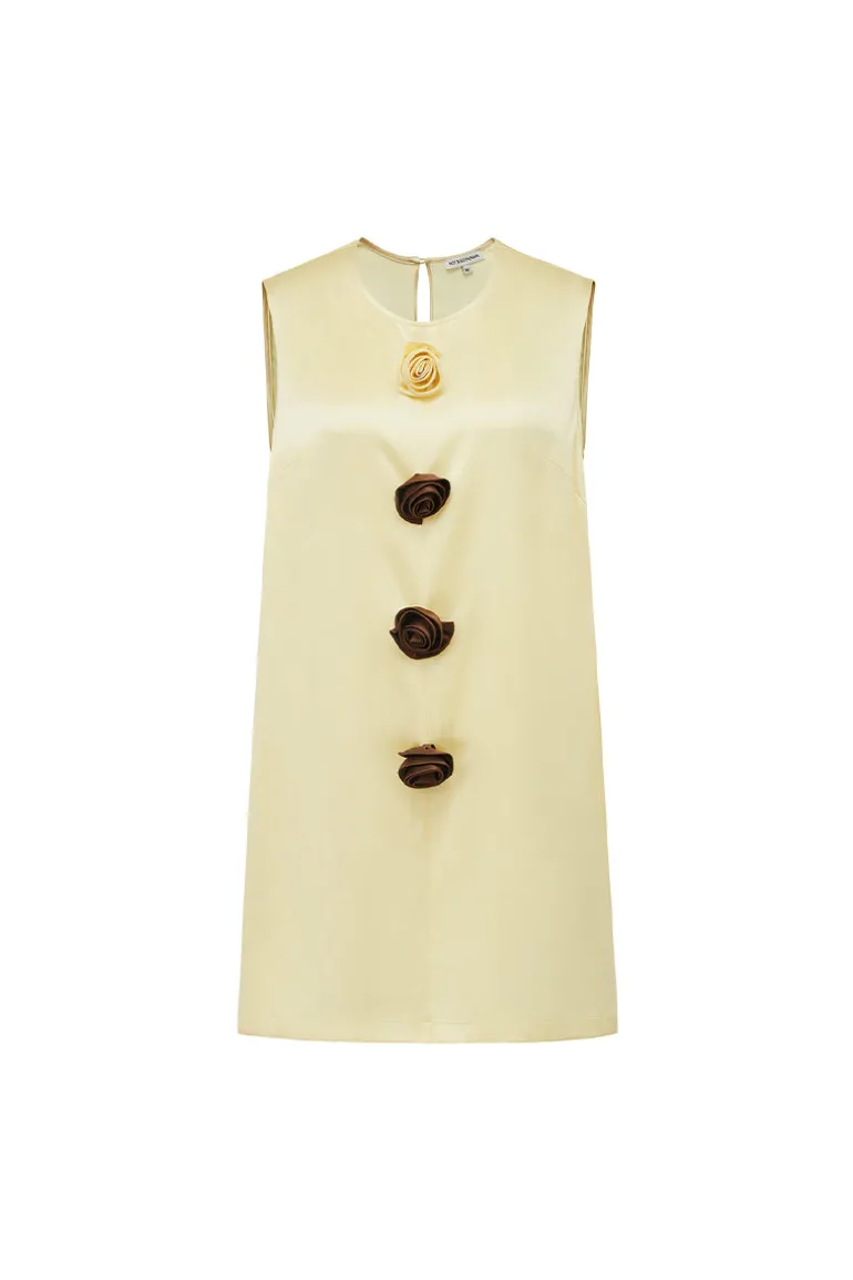Dresses | Midi Dresses<CULT MIA BLOOM SILK SLEEVELESS DRESS IN YELLOW Corn Yellow