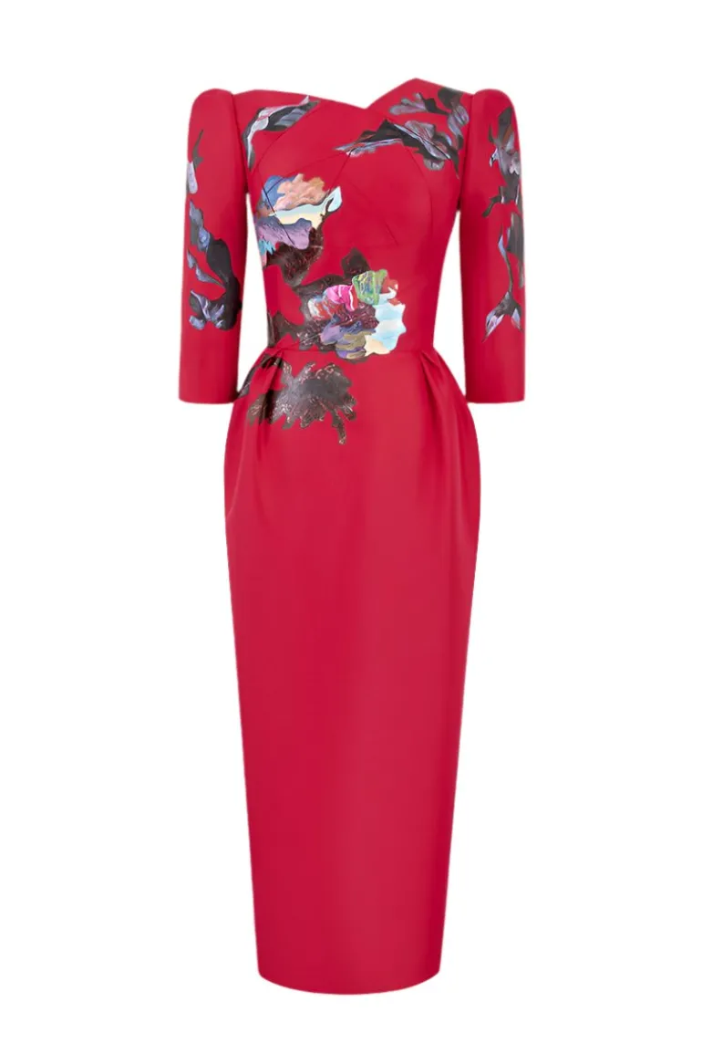 Dresses | Midi Dresses<CULT MIA BLOSSOM HORIZON MIDI DRESS Crimson Red