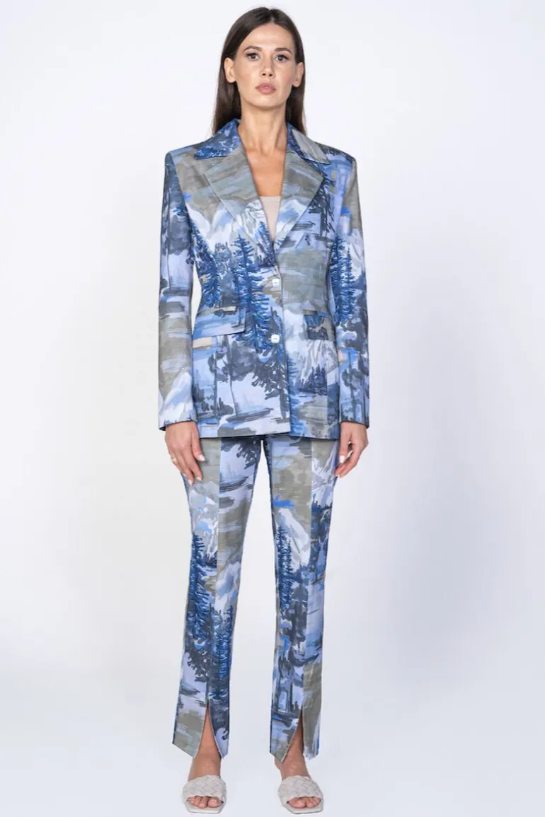 Outfit Sets<CULT MIA BLUE LANDSCAPE SUIT SET Shades of Blue and Gray