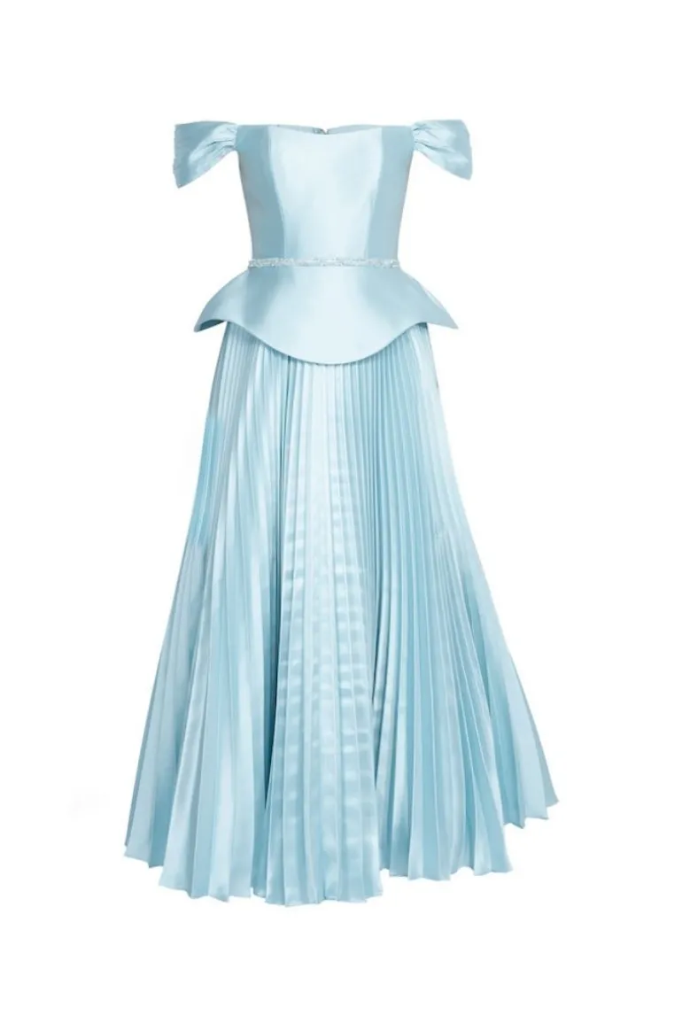 Dresses<CULT MIA PEPLUM WAIST PLEATED SKIRT MAXI DRESS Blue