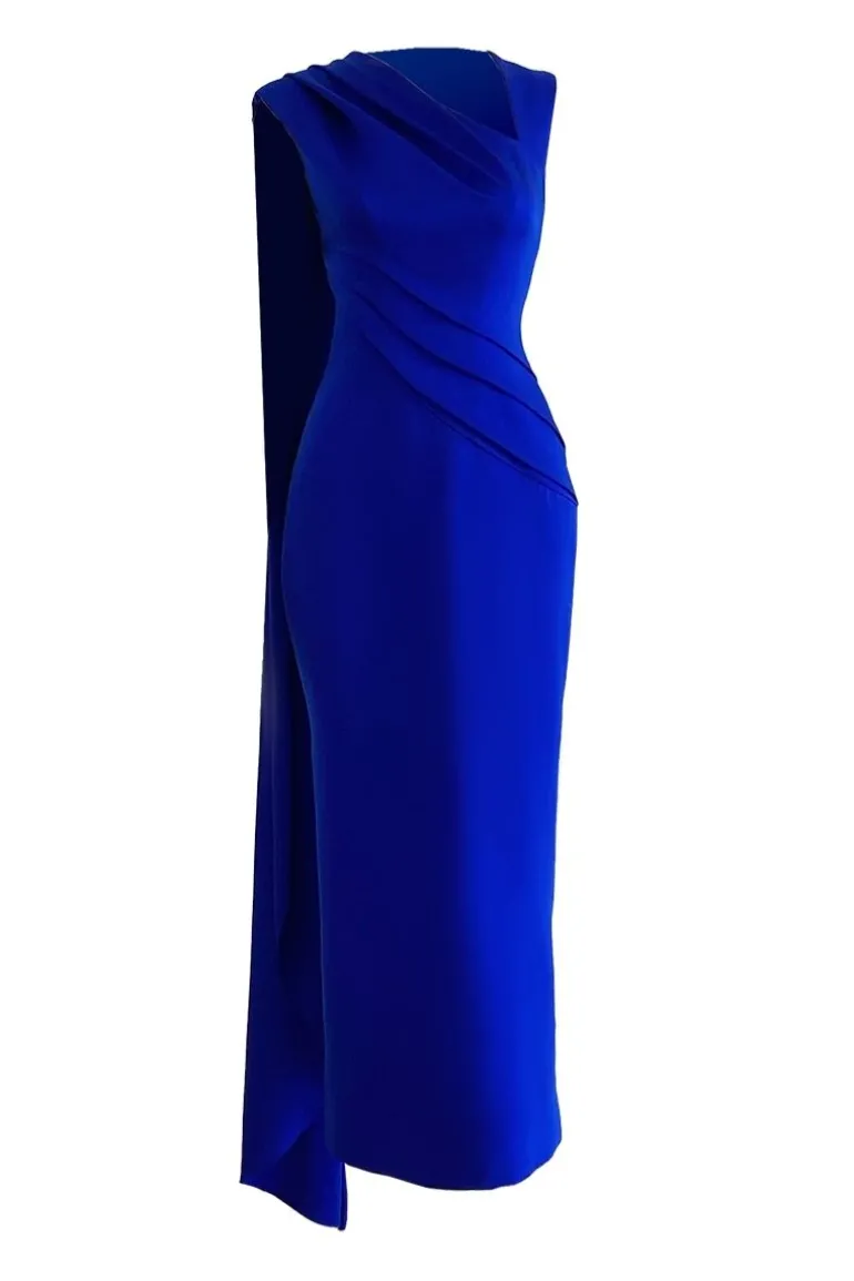 Dresses<CULT MIA SILK PLEATED MIDI DRESS Blue