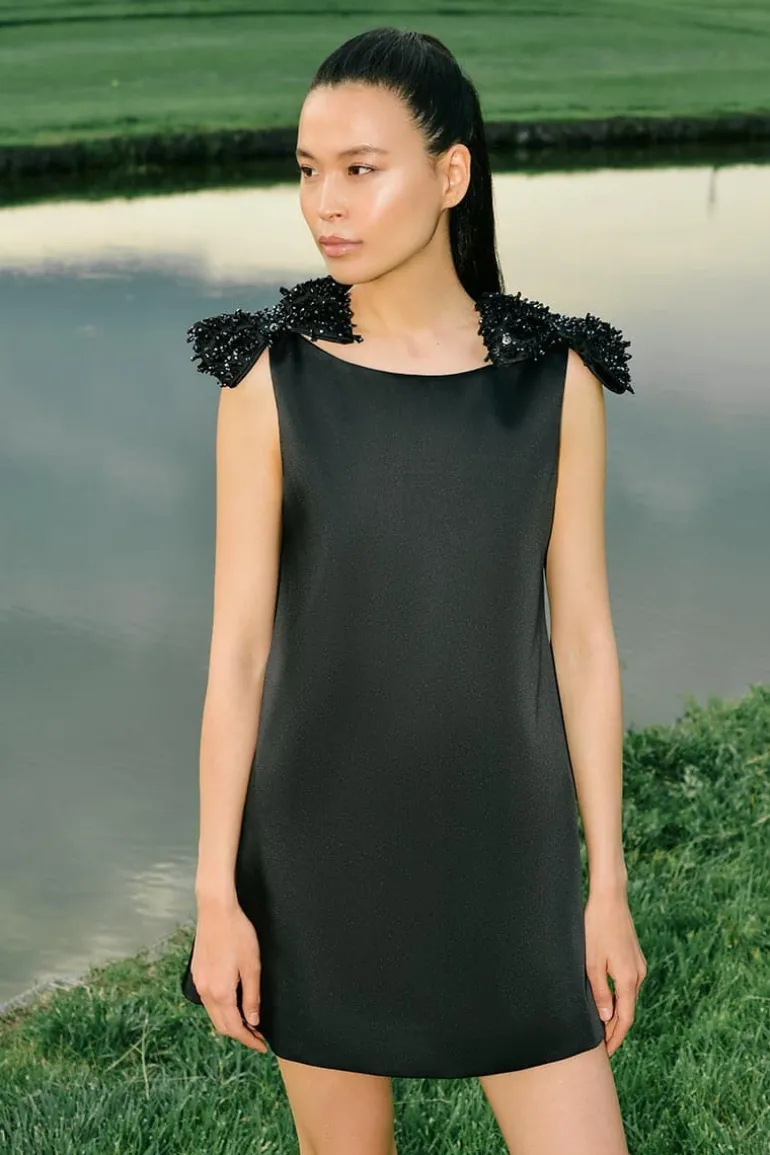 Dresses | Mini Dresses<CULT MIA BOW SHOULDER A-LINE MINI DRESS Black