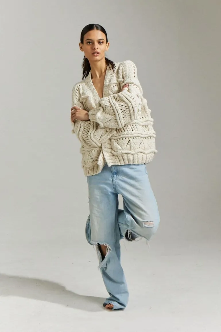 Knitwear<CULT MIA BRIGITTE BOMBER CARDIGAN Off White