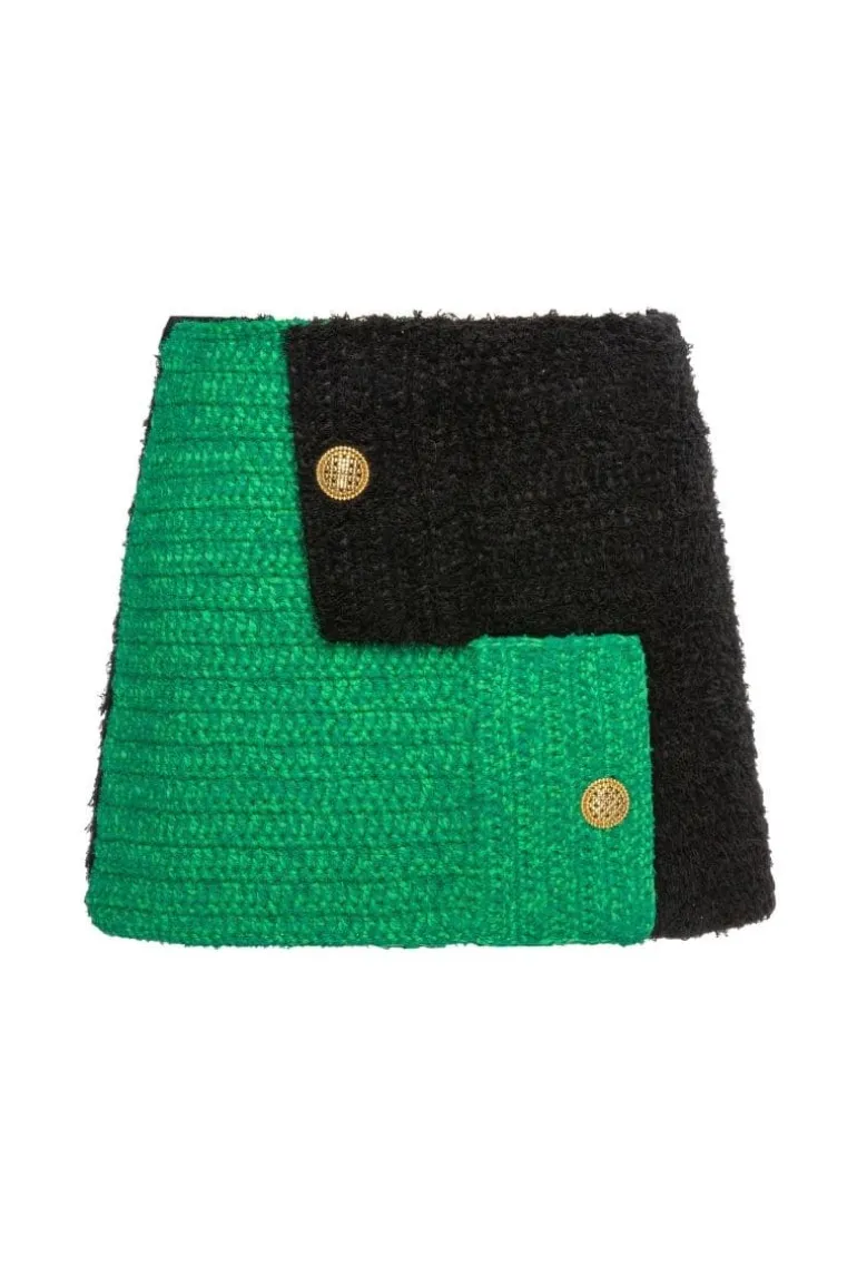 Skirts<CULT MIA BRIJY GREEN COLOR BLOCK MINI SKIRT Black/Green