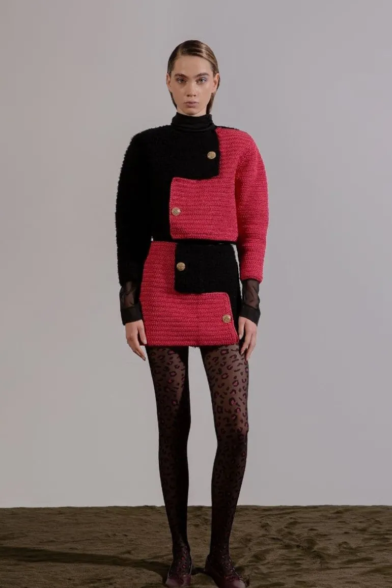 Skirts<CULT MIA BRIJY PINK COLOR BLOCK SKIRT Black/Pink