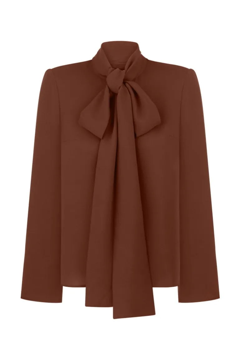 Tops<CULT MIA BLOUSE WITH SCARF ACCESSORY Brown