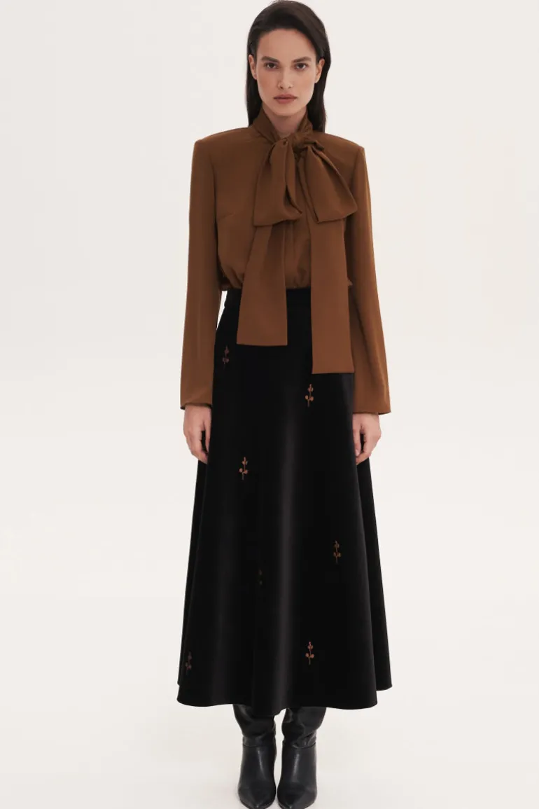 Tops<CULT MIA BLOUSE WITH SCARF ACCESSORY Brown