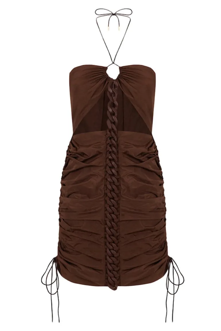 Dresses | Mini Dresses<CULT MIA CHAIN GATHERED MINI DRESS Brown