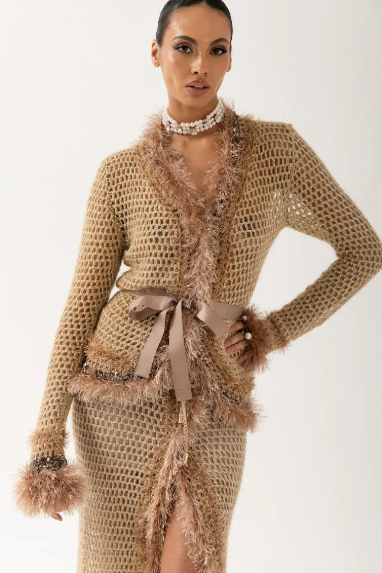 Knitwear<CULT MIA HANDMADE KNIT CARDIGAN Brown