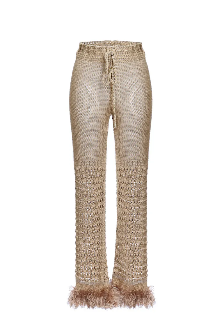 Pants<CULT MIA HANDMADE KNIT PANTS Brown