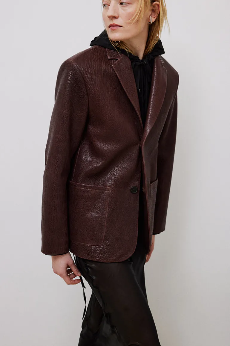 Jackets<CULT MIA LEATHER MID-OVERSIZED JACKET Brown