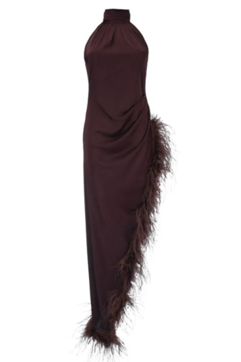 Dresses | Midi Dresses<CULT MIA MIDI DRESS WITH BOA Brown