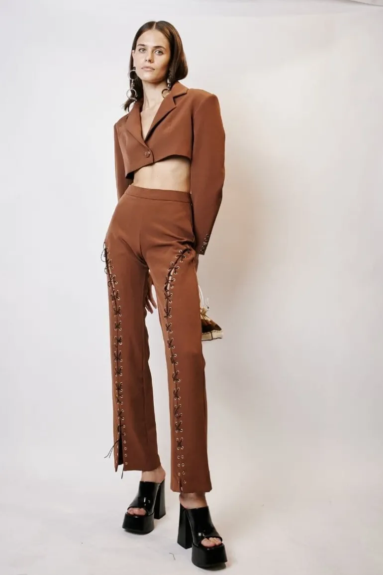 Pants<CULT MIA OPENING TIE PANTS Brown