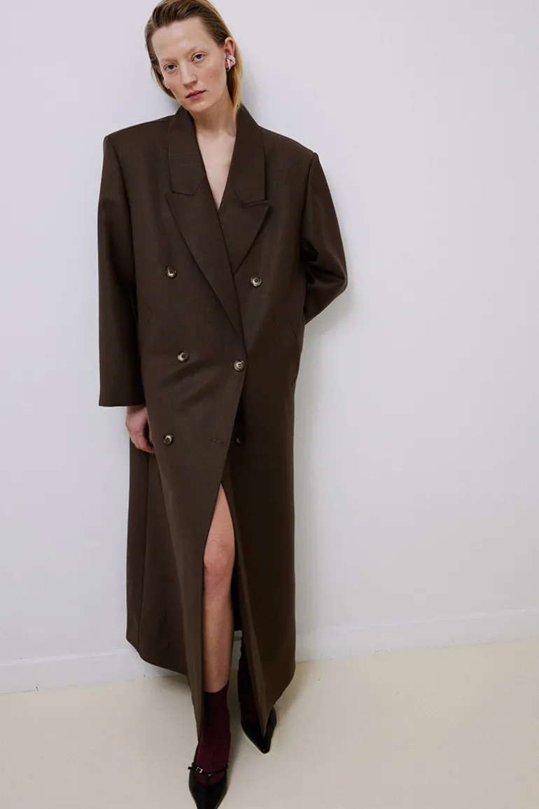 Coats<CULT MIA OVERSIZED DOUBLE BREASTED WOOL COAT Brown