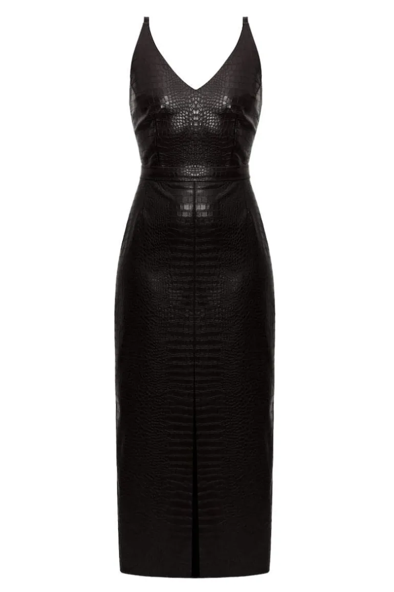 Dresses | Midi Dresses<CULT MIA CALISTA VEGAN LEATHER MIDI DRESS Black