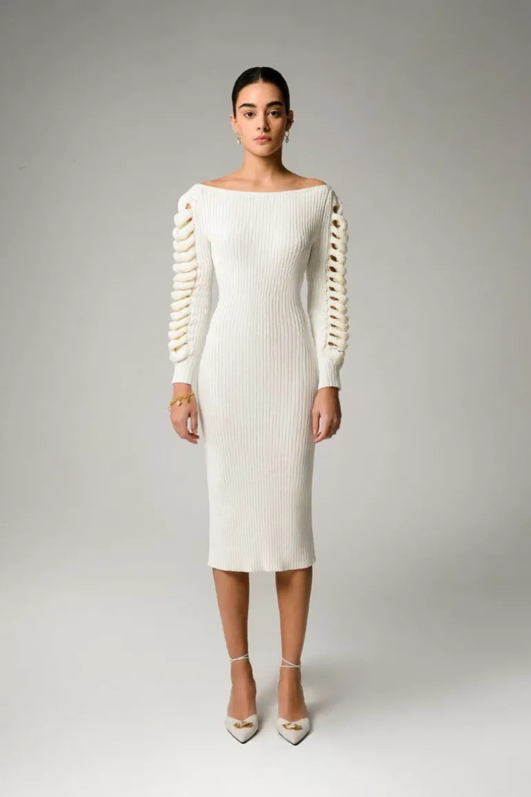 Dresses | Midi Dresses<CULT MIA CAMELLIA KNITTED MIDI DRESS White
