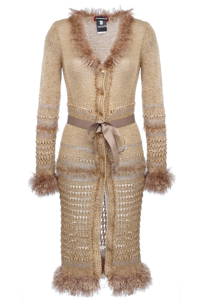 Dresses | Midi Dresses<CULT MIA CAMILA HANDMADE KNIT CARDIGAN-DRESS Brown