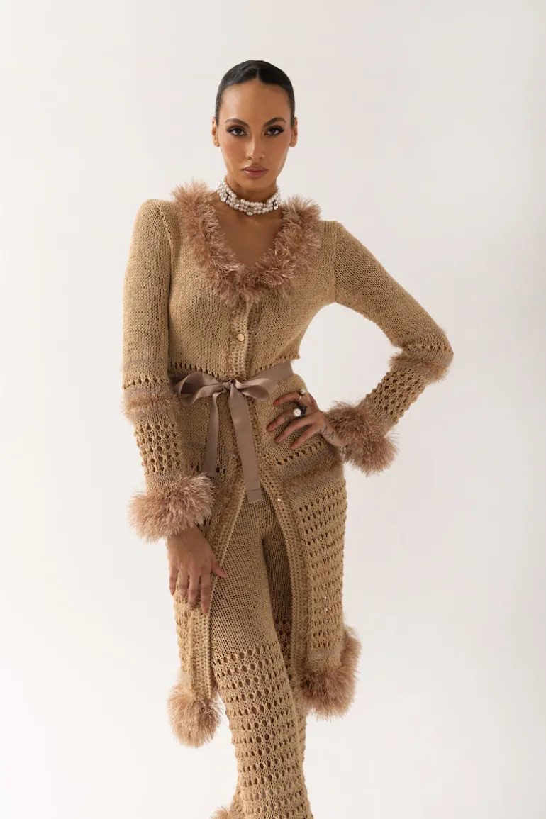 Dresses | Midi Dresses<CULT MIA CAMILA HANDMADE KNIT CARDIGAN-DRESS Brown