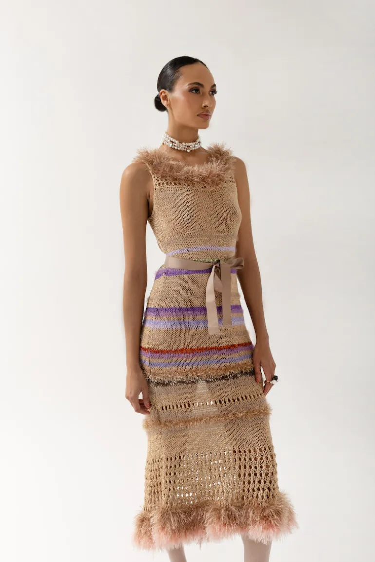 Dresses | Midi Dresses<CULT MIA CAMILA MULTICOLOR HANDMADE KNIT DRESS Brown