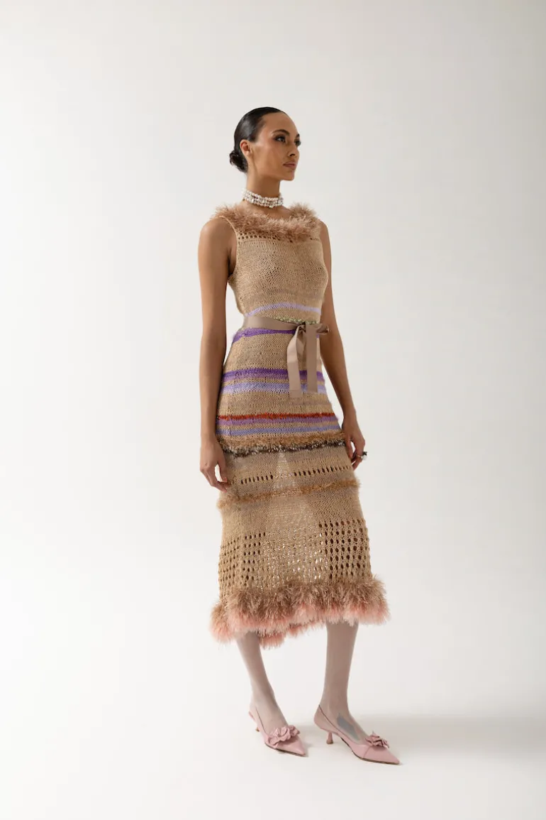 Dresses | Midi Dresses<CULT MIA CAMILA MULTICOLOR HANDMADE KNIT DRESS Brown