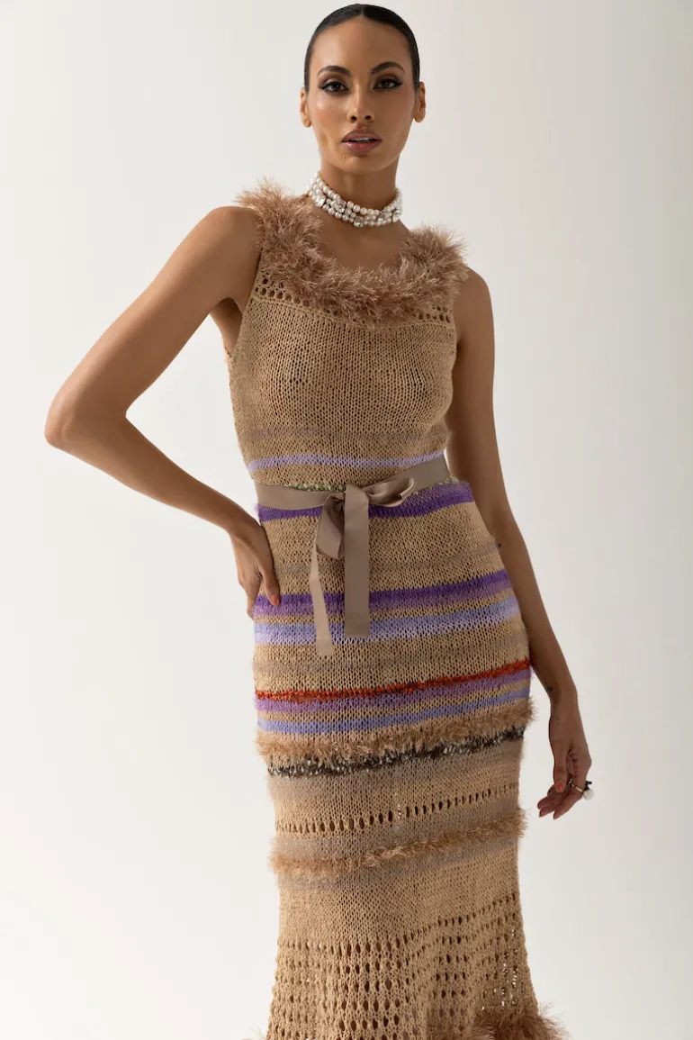 Dresses | Midi Dresses<CULT MIA CAMILA MULTICOLOR HANDMADE KNIT DRESS Brown