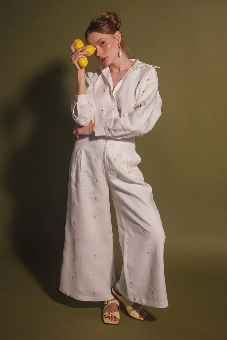 Pants<CULT MIA CAMOMILLE IVORY MANGO PANT Embroidery Mango-Camomille