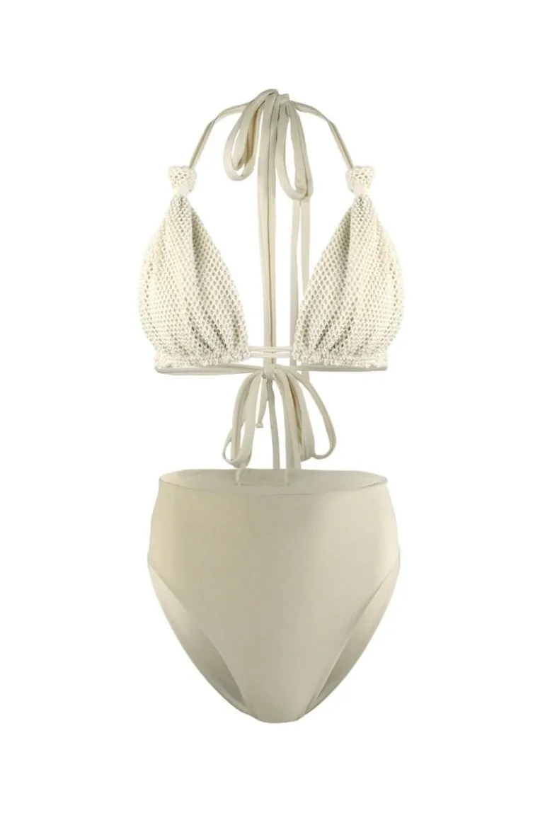 Swimwear<CULT MIA CANGREJO KNOTTED HIGH-RISE BIKINI Off White
