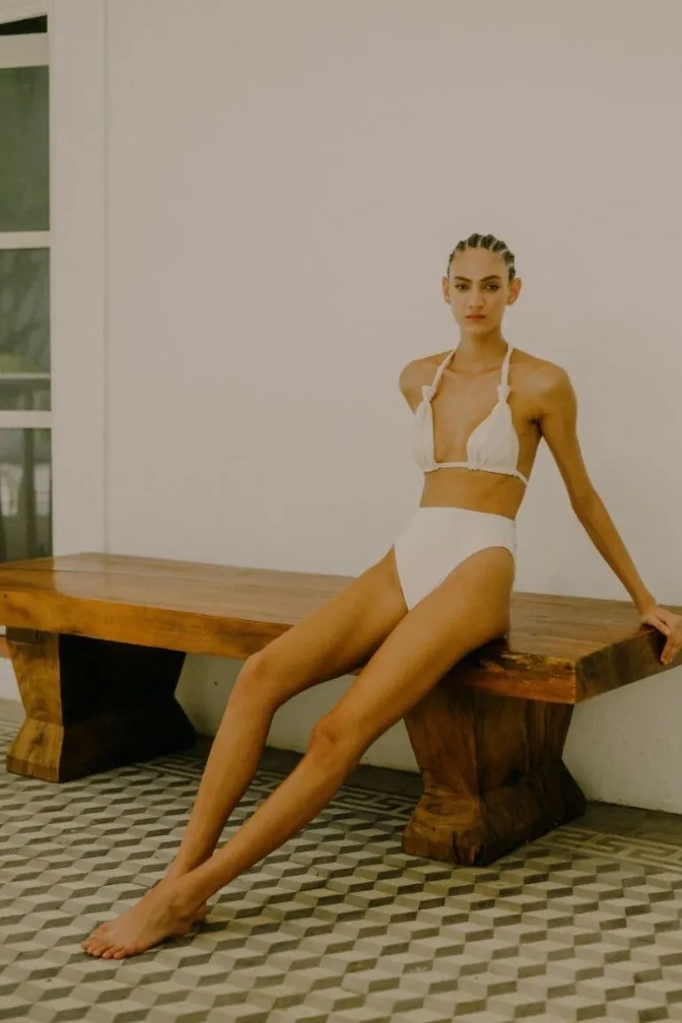 Swimwear<CULT MIA CANGREJO KNOTTED HIGH-RISE BIKINI Off White