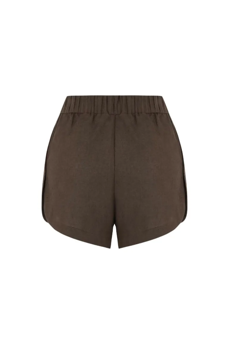 Pants<CULT MIA CAPRI LINEN SHORTS Cappuccino