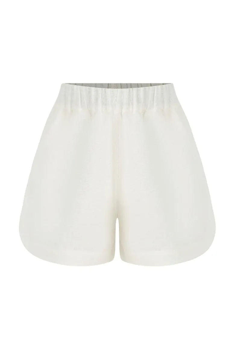 Pants<CULT MIA CAPRI WHITE LINEN SHORTS Off-White