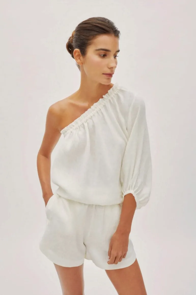 Pants<CULT MIA CAPRI WHITE LINEN SHORTS Off-White
