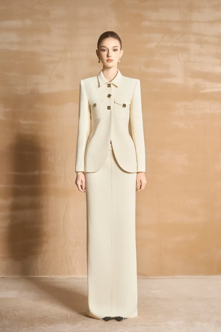 Skirts<CULT MIA CAPRICA STRAIGHT BASIC COTTON FLOOR LENGTH SKIRT vanilla