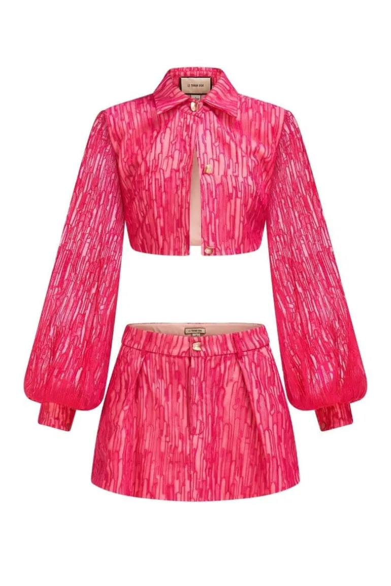 Outfit Sets<CULT MIA CARNELIAN CROPPED SHIRT AND MINI SKIRT SET Pink