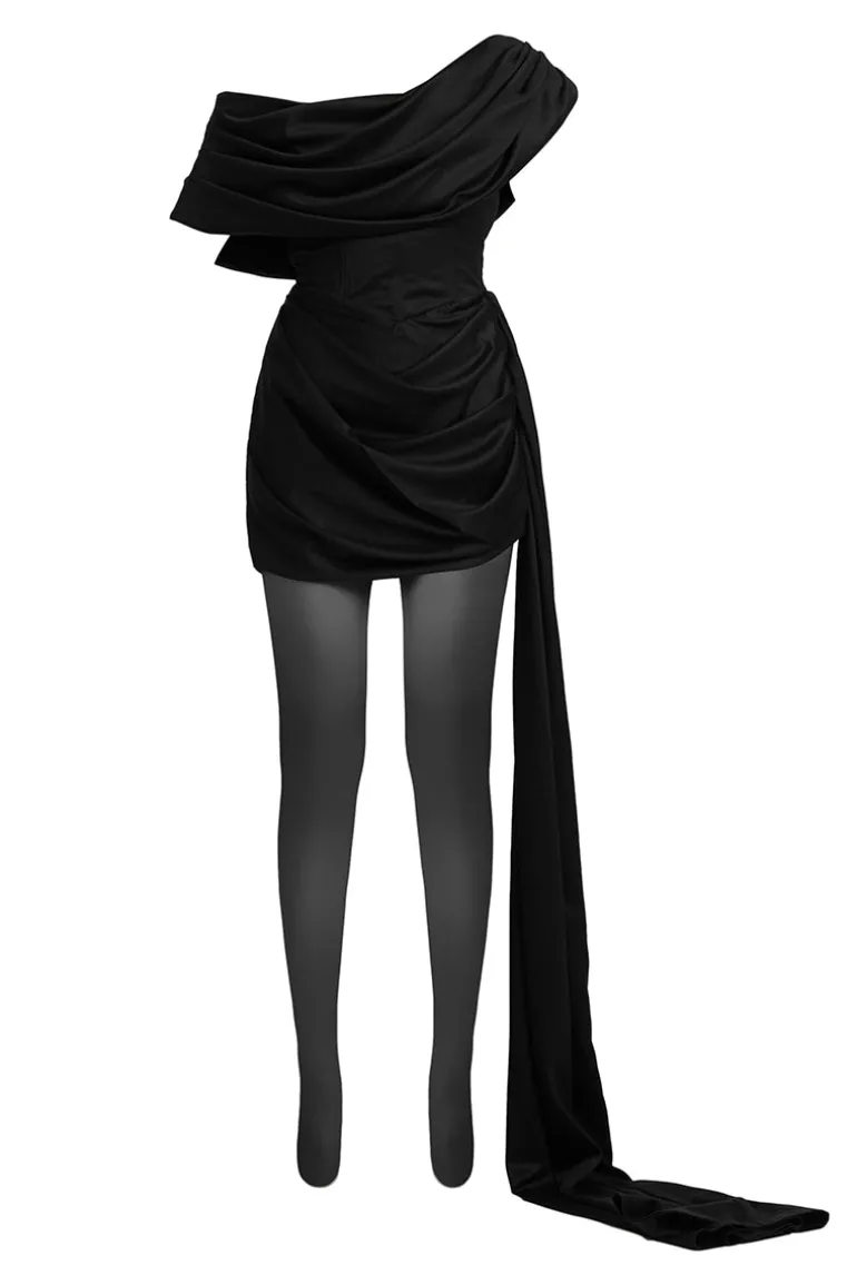 Dresses | Mini Dresses<CULT MIA CASSIE FRILL DRAPED MINI DRESS Black
