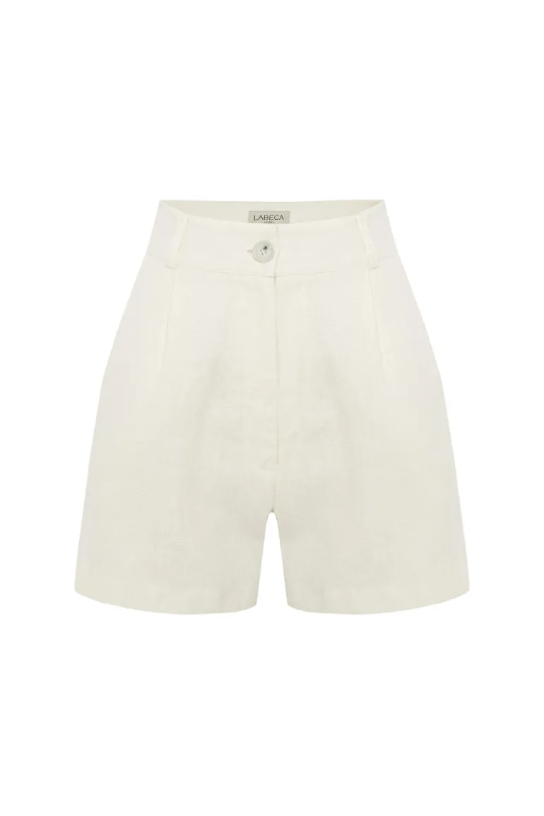 Pants<CULT MIA CASSIE LINEN ROLLED SHORTS Off-White