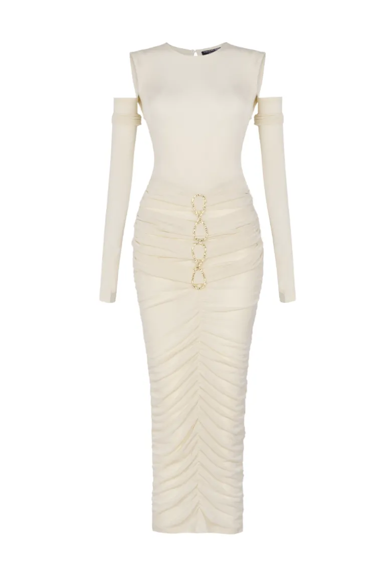 Dresses | Midi Dresses<CULT MIA CELESTE BODYCON OPEN SHOULDER JERSEY MIDI DRESS White