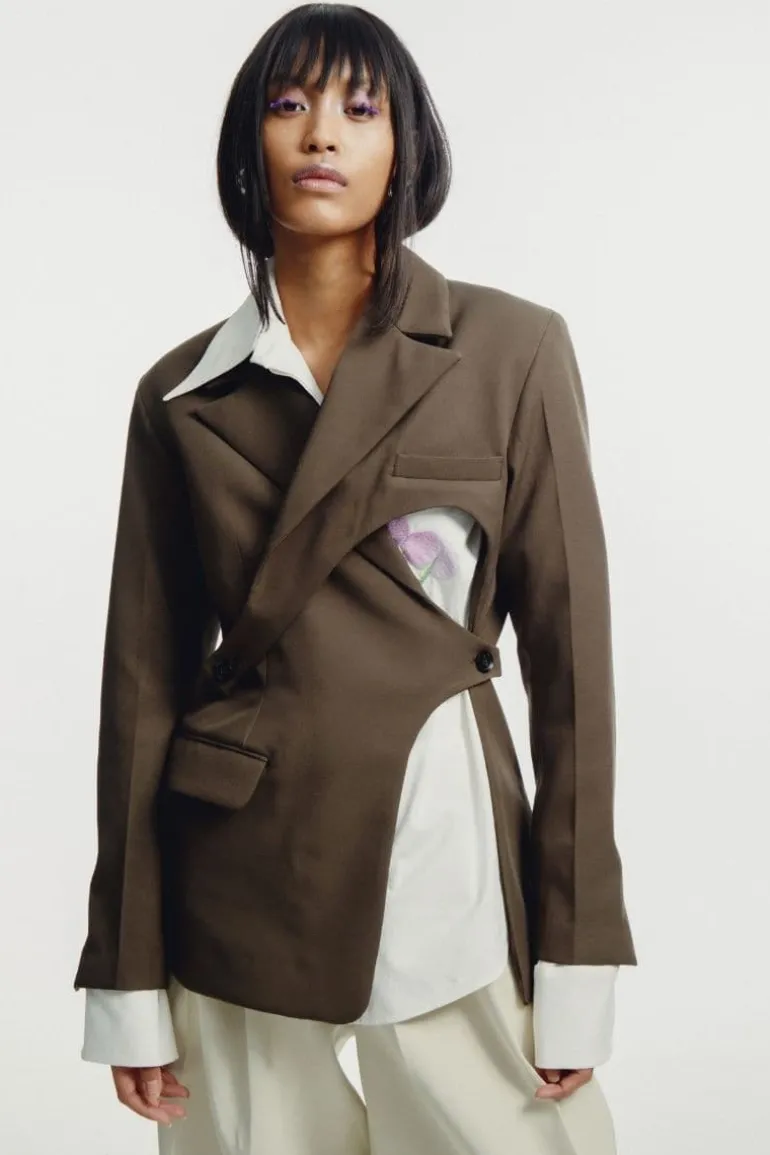 Jackets<CULT MIA CHARCOAL DOUBLE BREASTED TAILORED SUIT JACKET Cedar